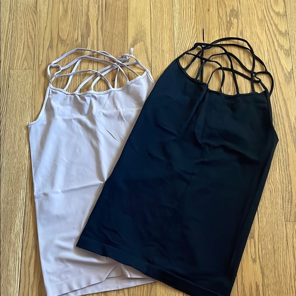 Bundle of 2 Elegant Women's Strappy Tops - Black and Cream